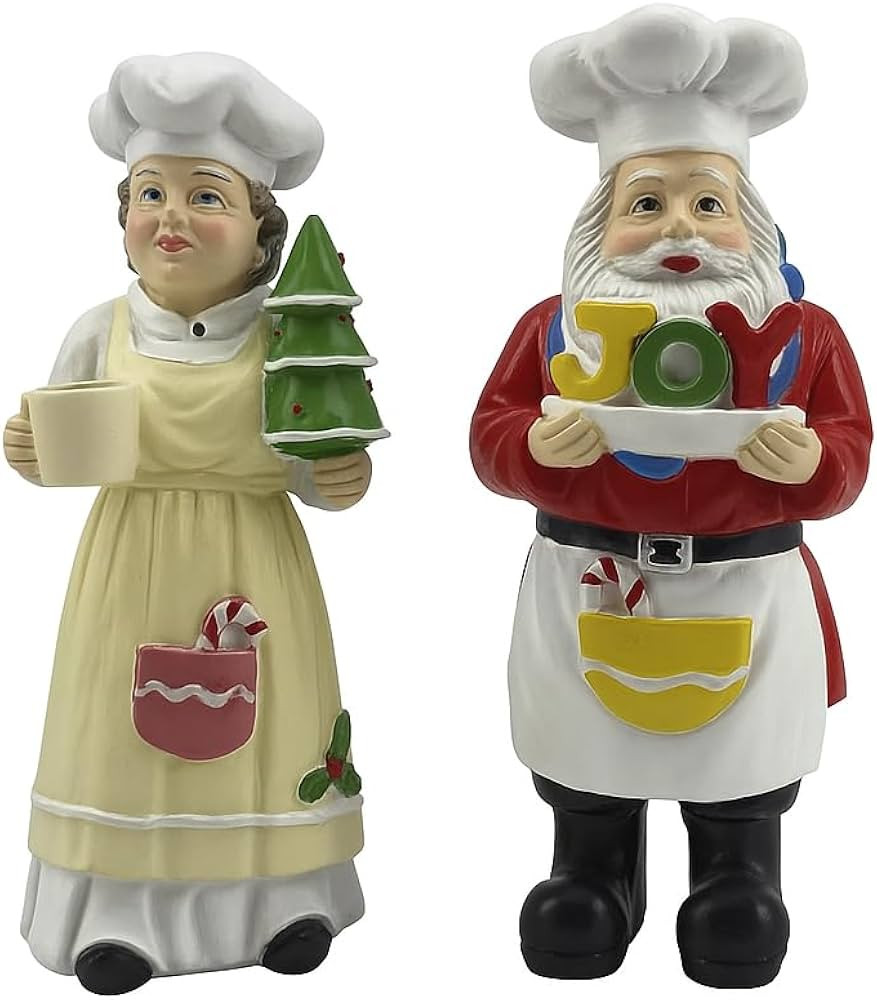 iStatue Chef Santa & Mrs. Claus Christmas Figurines Set of 2-5'' Hand-Painted Resin Holiday Xmas ... | Amazon (US)