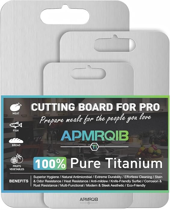 Titanium Cutting Board Set of 3,100% Pure Titanium Cutting Boards for Kitchen, Double Sided Non T... | Amazon (US)