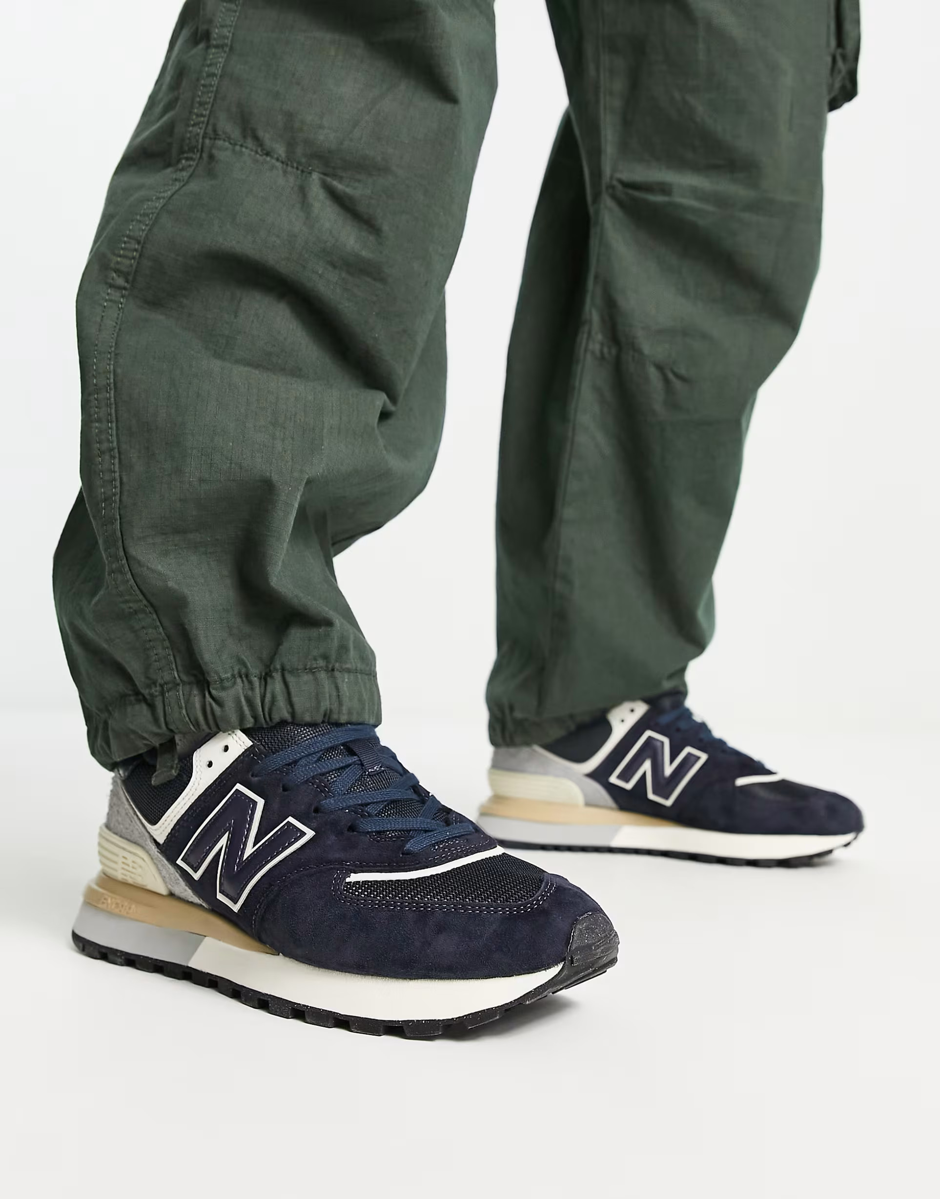 New Balance 574 trainers in navy and off white | ASOS | ASOS (Global)