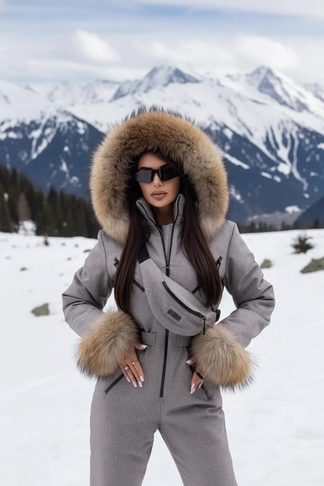 Women’s Winter Jumpsuit With Fur | Ski Suit With Raccoon Fur Hood | Warm Membrane Snowsuit | Si... | Etsy (US)