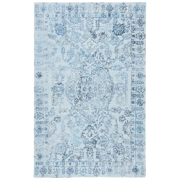 Oriental Hand Tufted Light Blue Area Rug | Wayfair North America