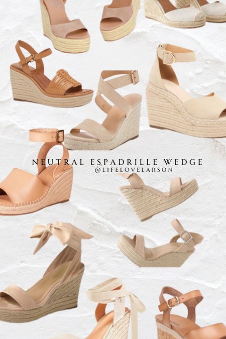 Neutral espadrille wedge sandals, neutral summer sandals 

#LTKshoecrush #LTKover40
