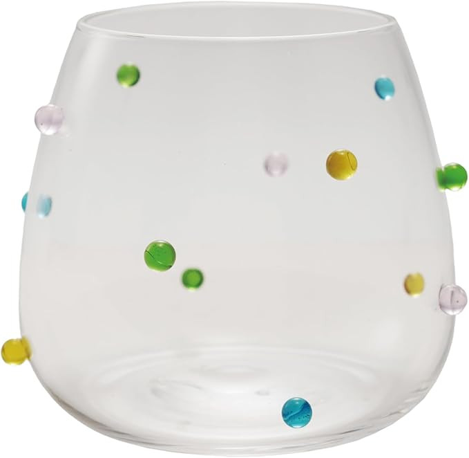 Creative Co-Op 16-Ounce Handmade Drinking Glass with Raised Dots, Multicolor, Set of 12 | Amazon (US)