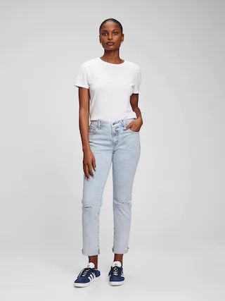 Mid Rise Girlfriend Jeans with Washwell | Gap (CA)