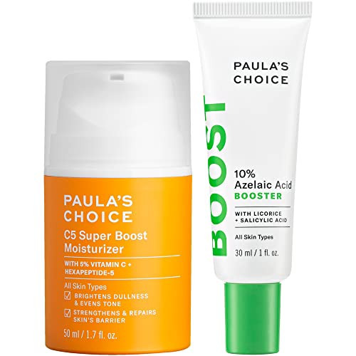 Paula's Choice 10% Azelaic Acid Booster + C5 Super Boost 5% Vitamin C Moisturizer, for Post-Acne Discoloration & Appearance of Redness, Fragrance-Free, Set of 2 | Amazon (US)