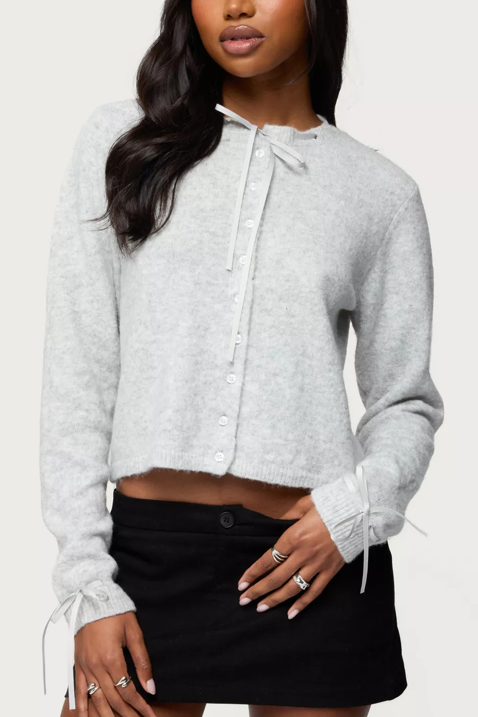 Edikted Vickie Ribbon Knit Cardigan | Urban Outfitters (US and RoW)