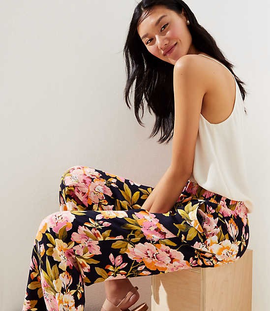 Floral Fluid Wide Leg Pants | LOFT