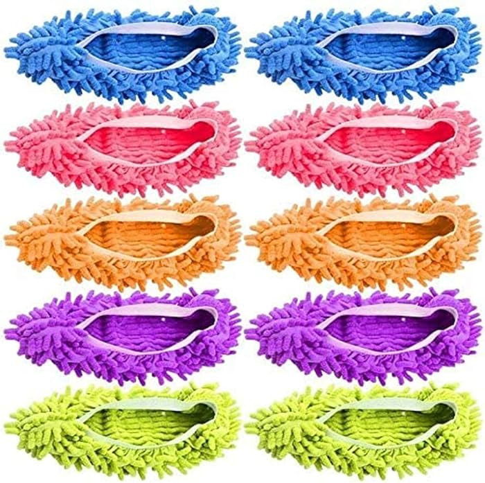 Mop Slippers Shoes 5 Pairs (10 Pieces) - Microfiber Cleaning House Mop Slippers Floor Cleaning To... | Amazon (US)