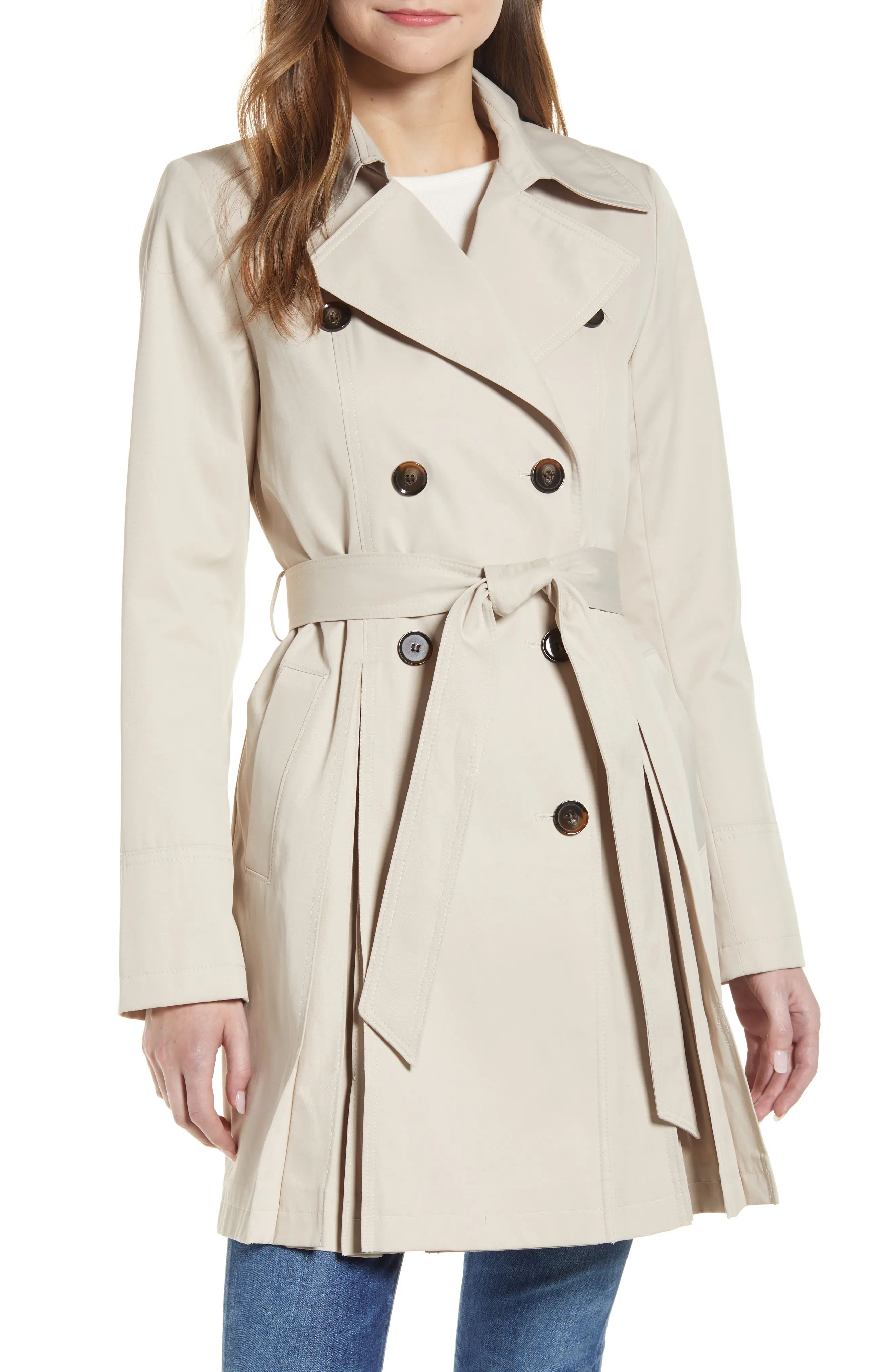 Women's Rachel Parcell Pleated Trench Coat, Size XX-Small - Beige (Nordstrom Exclusive) | Nordstrom