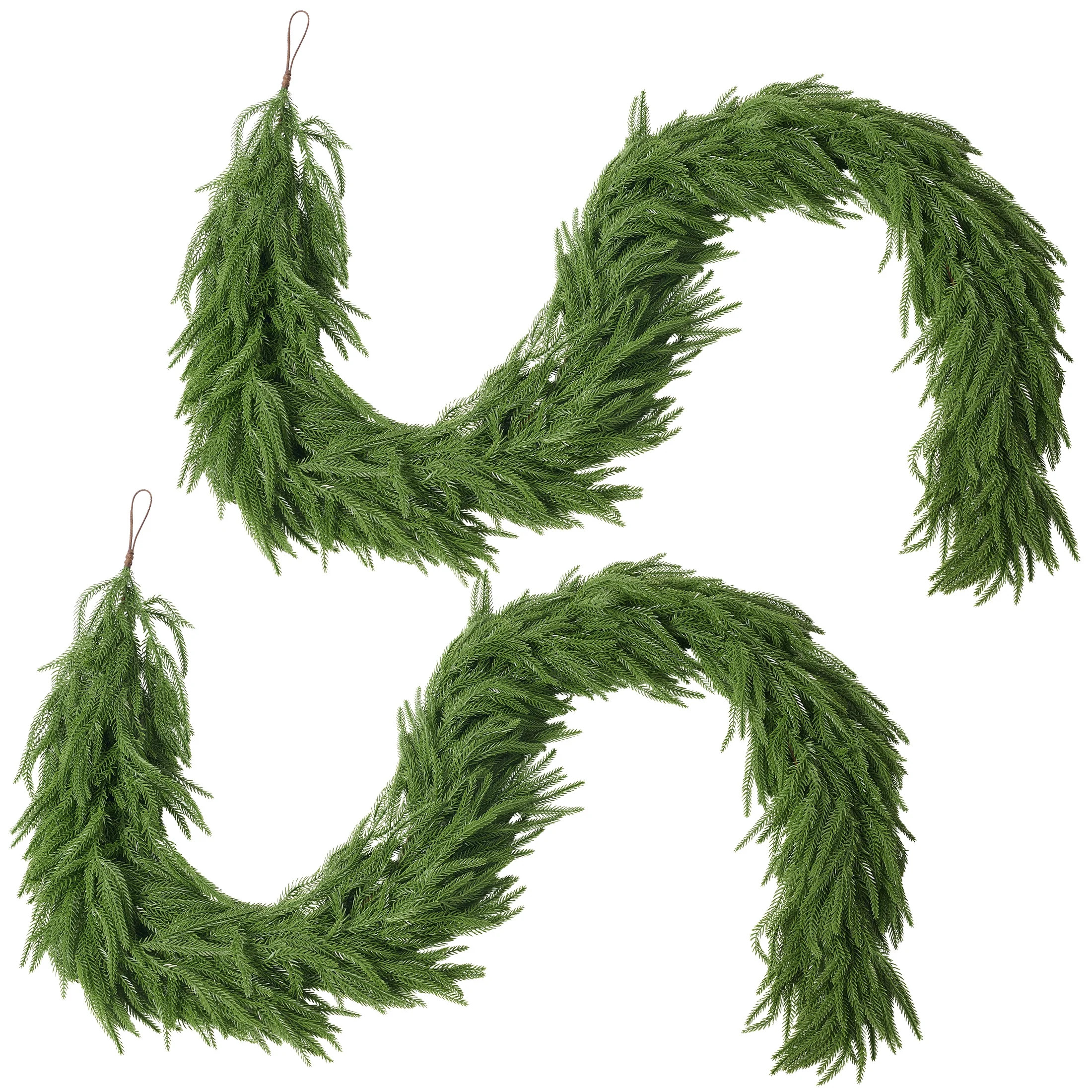 DR.Planzen 2Pack 6ft Artificial Norfolk Pine Foliage Spray, 90 PE Branches & 30 Tips, Realistic Green Slim Greenery Stem for DIY Christmas Tree Filler & Vase Filler | Walmart (US)