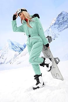 Aoysky Women Winter Onesies Ski Jumpsuit Outdoor Sports Snowsuit Fur Collar Coat Jumpsuit with Ho... | Amazon (US)