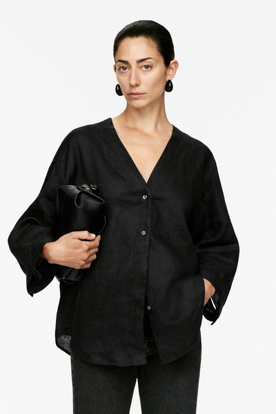 Linen Blouse – Black – Women – ARKET GB | Arket UK