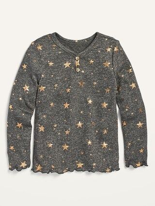 Cozy Plush-Knit Star-Print Henley for Toddler Girls | Old Navy (US)