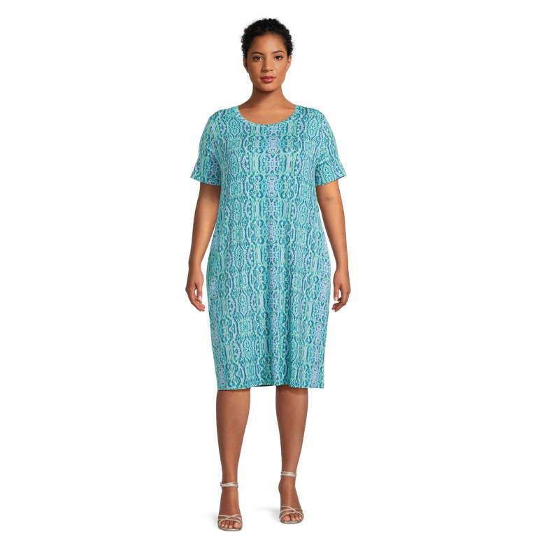 Terra & Sky Women’s Plus Size T-Shirt Dress with Short Sleeves | Walmart (US)