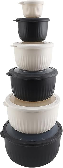 COOK WITH COLOR Prep Bowls with Lids- Wide and Deep Nesting Plastic Small Mixing Bowl Set with Li... | Amazon (US)