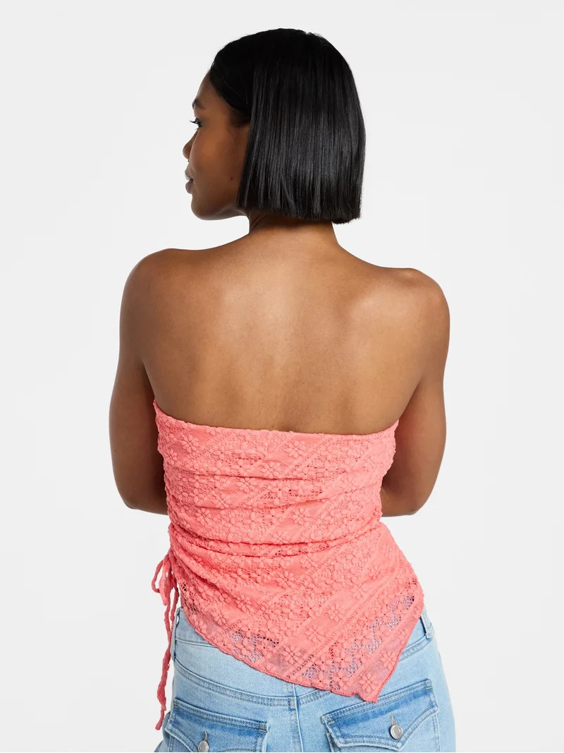 No Boundaries Asymmetrical Lace Tube Top, Women's XXS-XXL | Walmart (US)