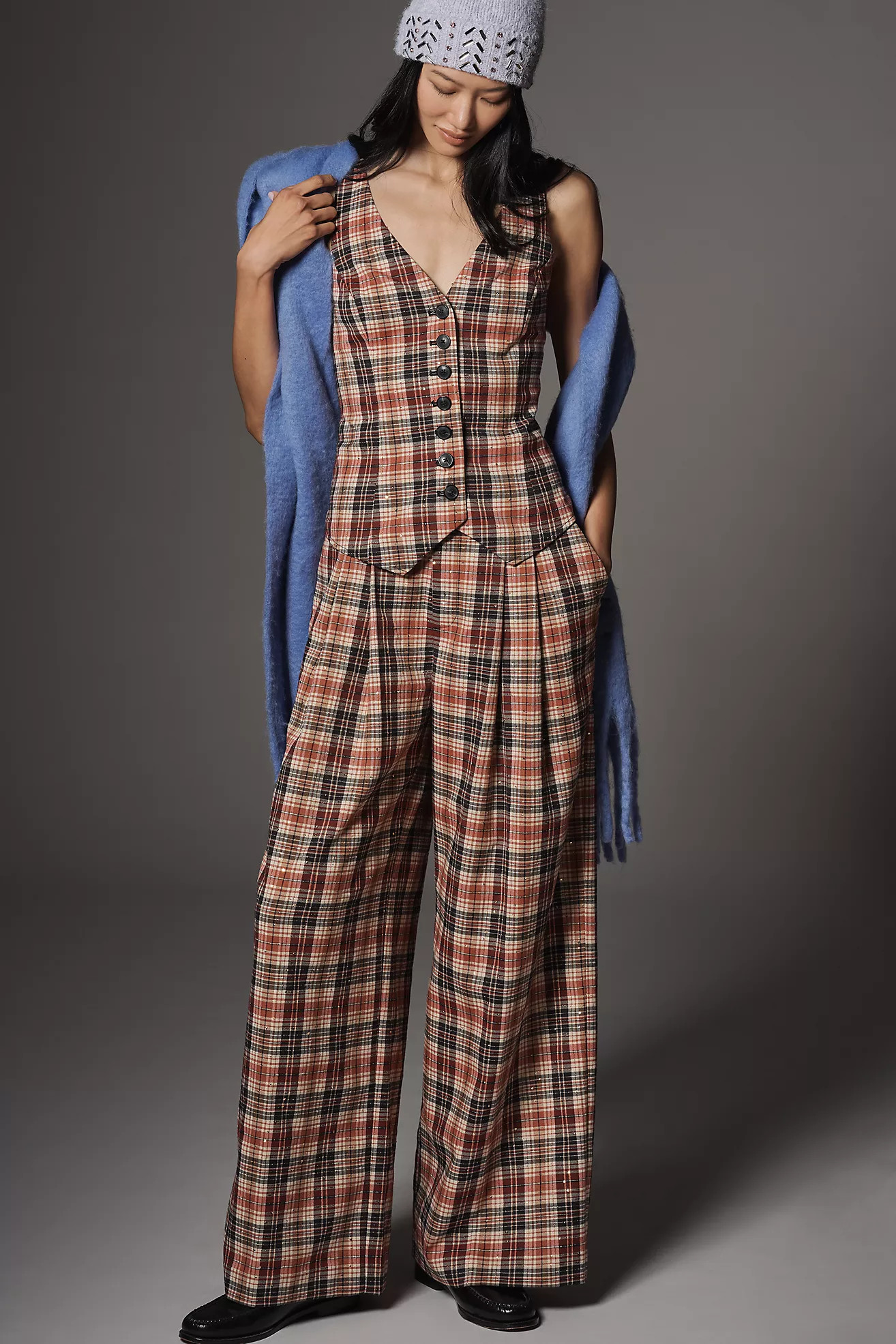 The Halsey Plaid Slim Button-Front Vest | Anthropologie (US)