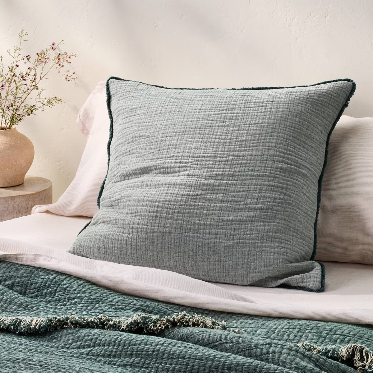 Euro 26''x26'' Textured Chambray Cotton Decorative Throw Pillow - Casaluna™ | Target