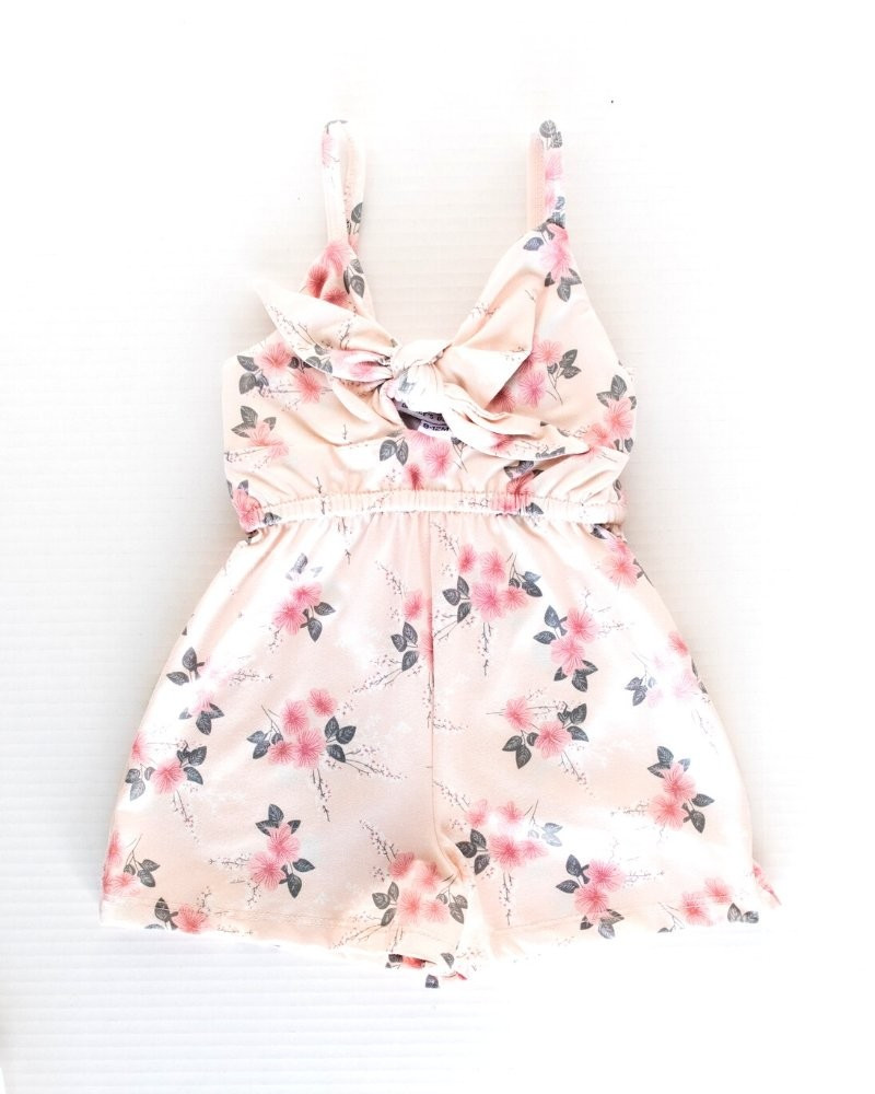 Sarah Jane Shorty Romper - Pink Floral | Bailey's Blossoms