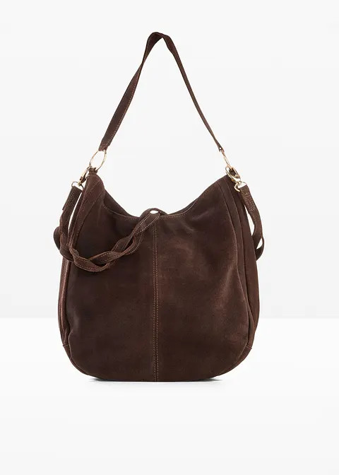 Veloursledertasche mit dekorativem Zusatzriemen | Bonprix DE