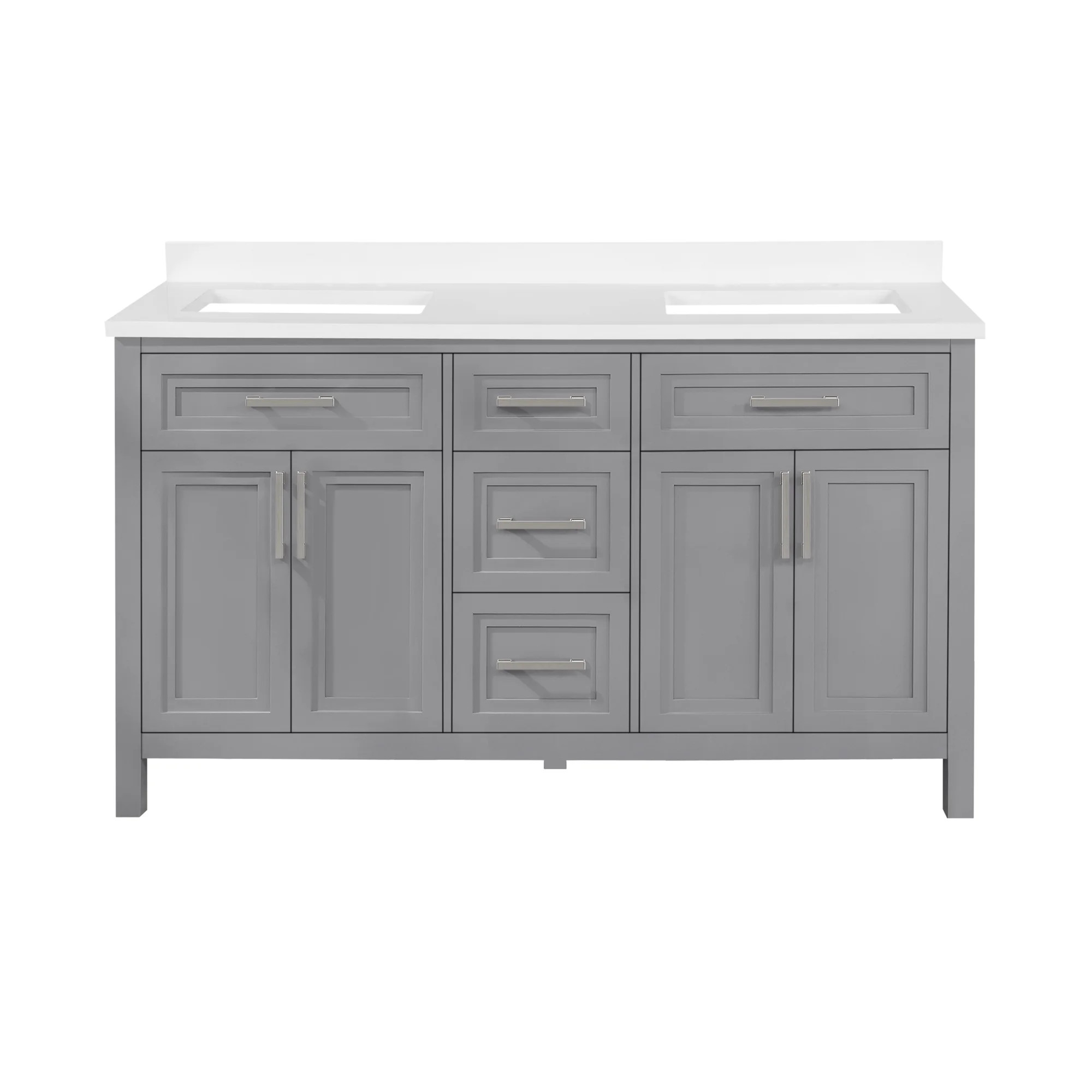 Ove Decors Laney 60 in W x 22 in D American Gray Bathroom Vanity with Engineered Marble Counterto... | Walmart (US)