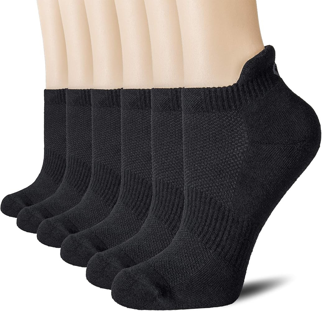 CS CELERSPORT 6 Pairs Ankle Athletic Running Socks Low Cut Sports Tab Socks for Men and Women | Amazon (US)