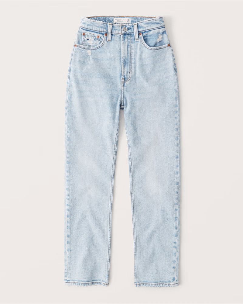 Women's Curve Love Ultra High Rise Ankle Straight Jean | Women's Bottoms | Abercrombie.com | Abercrombie & Fitch (US)