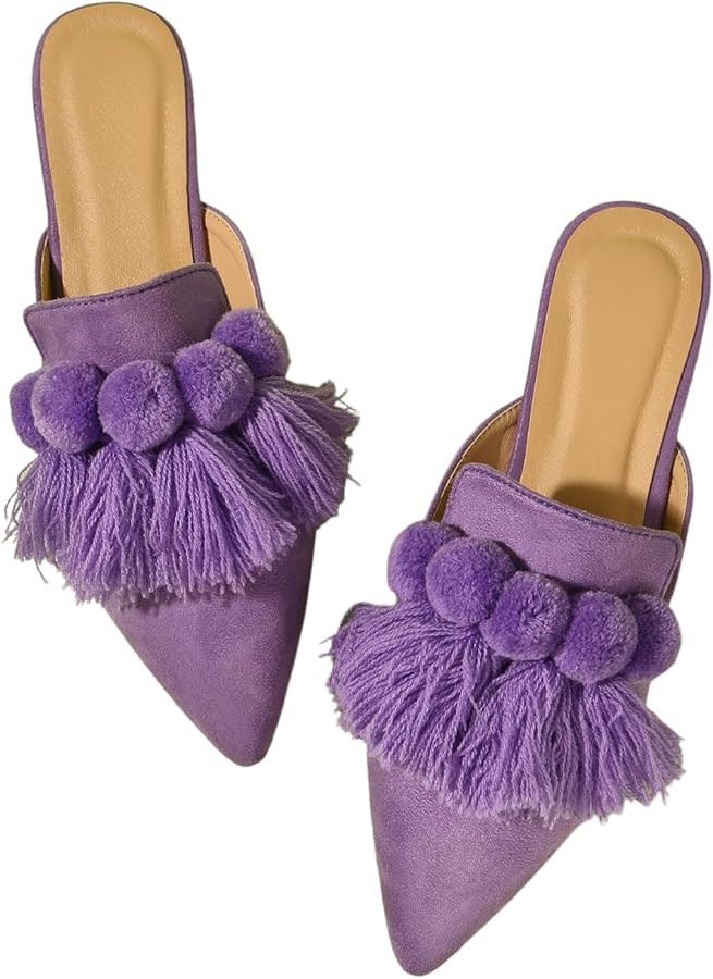 Verdusa Women's Dress Shoes Slip On Flats Comfortable Pointed Toe Mules Dressy Casual Loafers Sho... | Amazon (US)