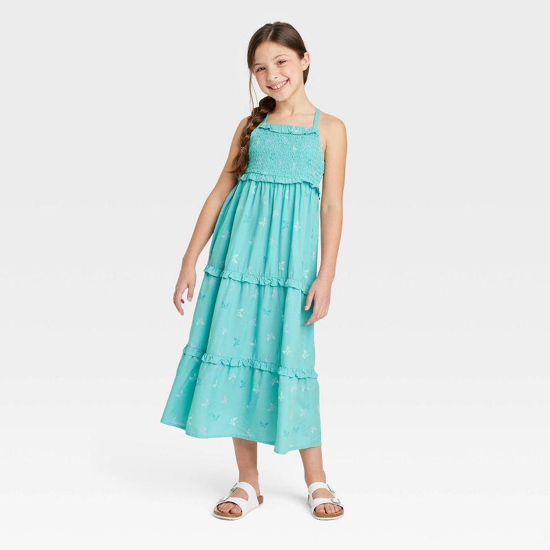 Girls' Tiered Sleeveless Woven Maxi Dress - Cat & Jack™ | Target