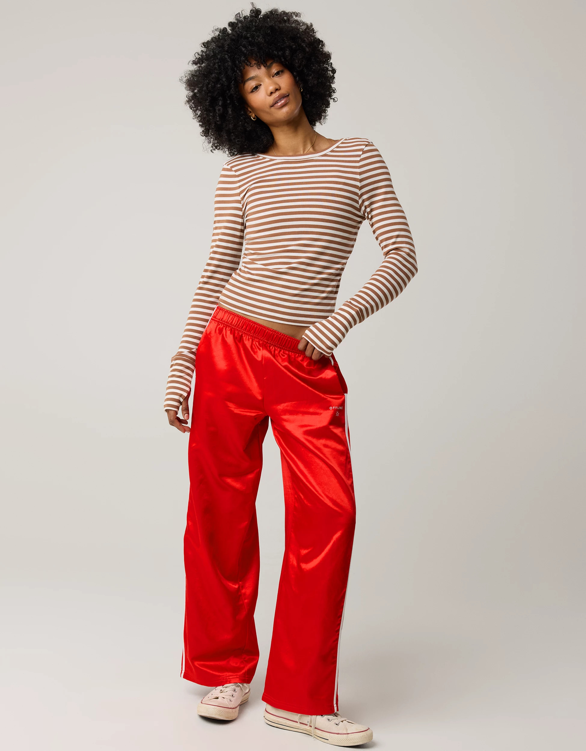 OFFLINE By Aerie Thumbs Up Ribbed Scoop Back T-Shirt | Aerie