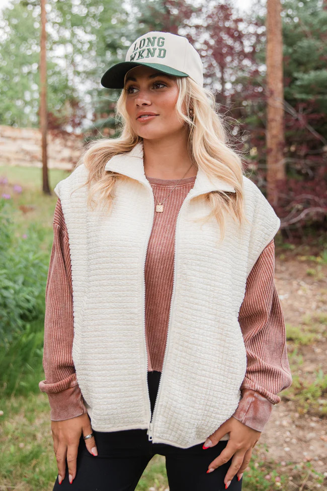 Make The Call Cream Quilted Vest | Pink Lily