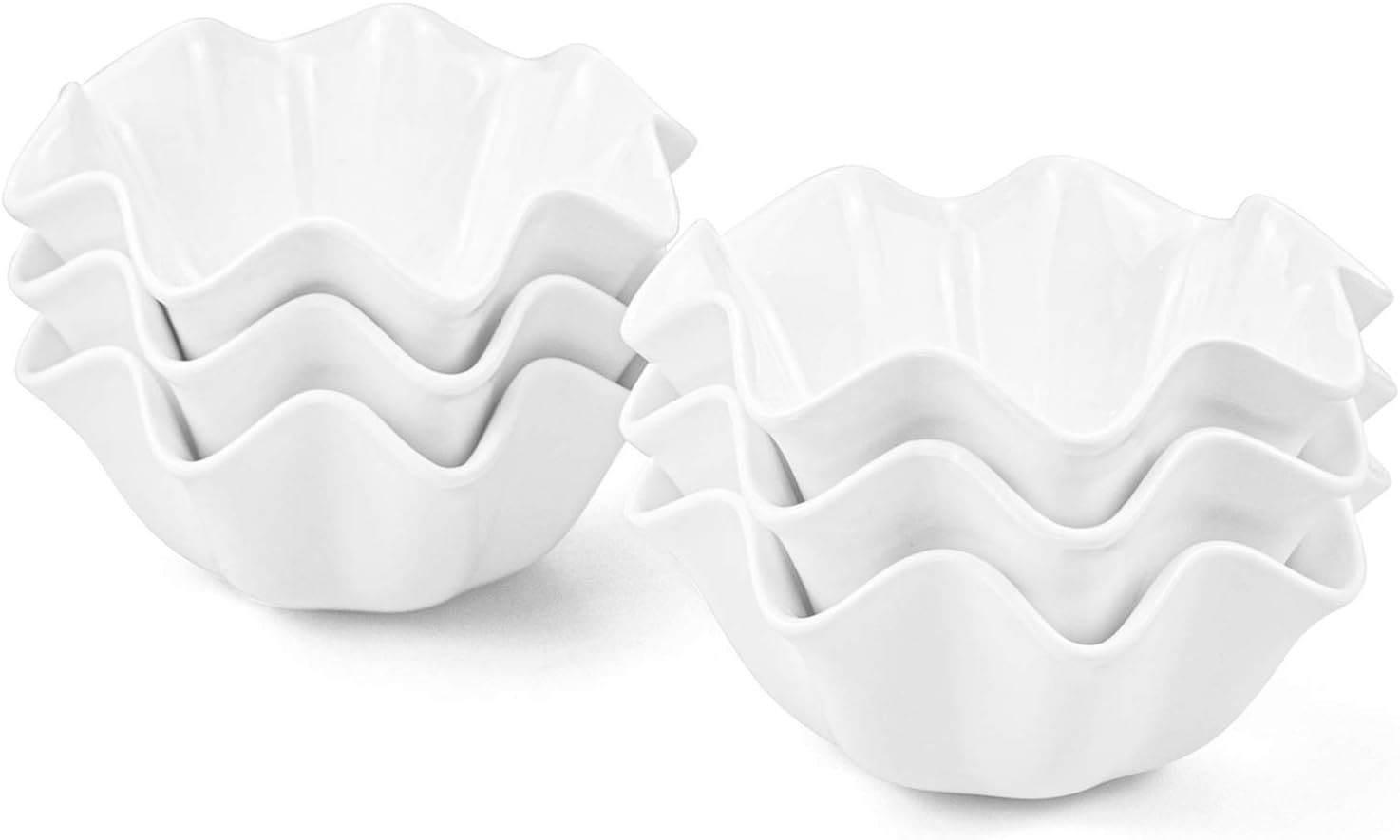Foraineam 6 Pack Porcelain Dessert Bowls Baking Ramekins, 13 Ounce Flower Shaped Serving Bowls fo... | Amazon (US)