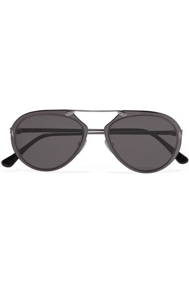 TOM FORD - Aviator-style Gunmetal-tone Mirrored Sunglasses - Silver | NET-A-PORTER (US)