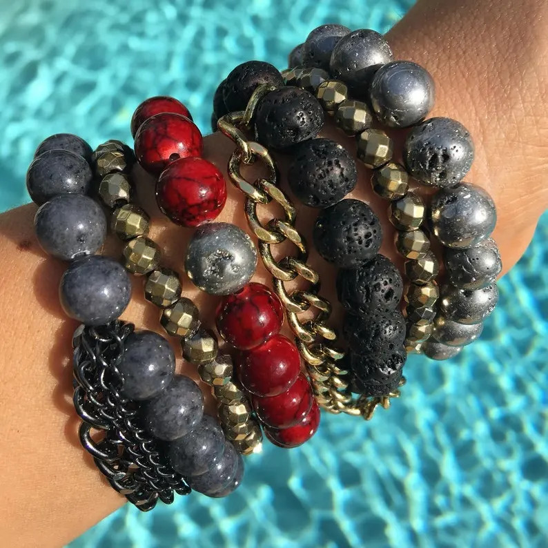 Crimson Nights, Bracelet Stack, Arm Candy, handmade bracelets, bead bracelets | Etsy (US)