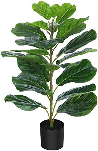 CROSOFMI 30" Artificial Fiddle Leaf Fig Tree/Fake Ficus Lyrata Plant with 21 Leaves Faux Plants i... | Amazon (US)
