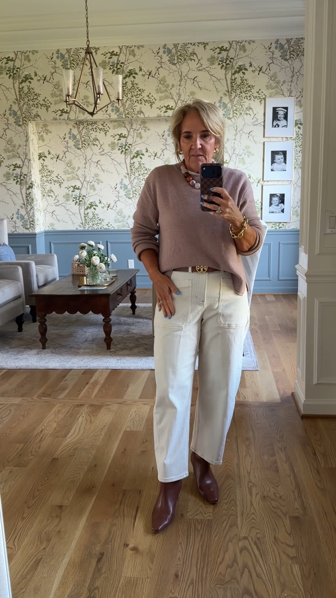 This sweater is one of the heroes of my overnight flight. It’s a medium weight cashmere very relaxed fit. Easy to throw in when it got cool on the plane. And then remove when I got off the flight. 

Spanx barrel jeans size medium petite 
They’re super stretchy but lots of body.

#LTKOver40 #LTKootd #LTKTravel