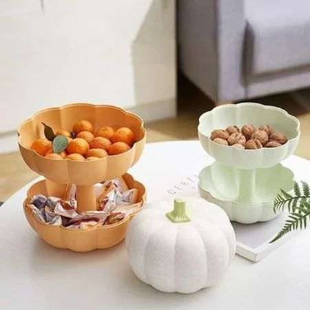CLEARANCE! Creative Double Layer Fruit Plate Pumpkin Shaped Box with Lid Snack Nuts Storage Box Cute | Walmart (US)