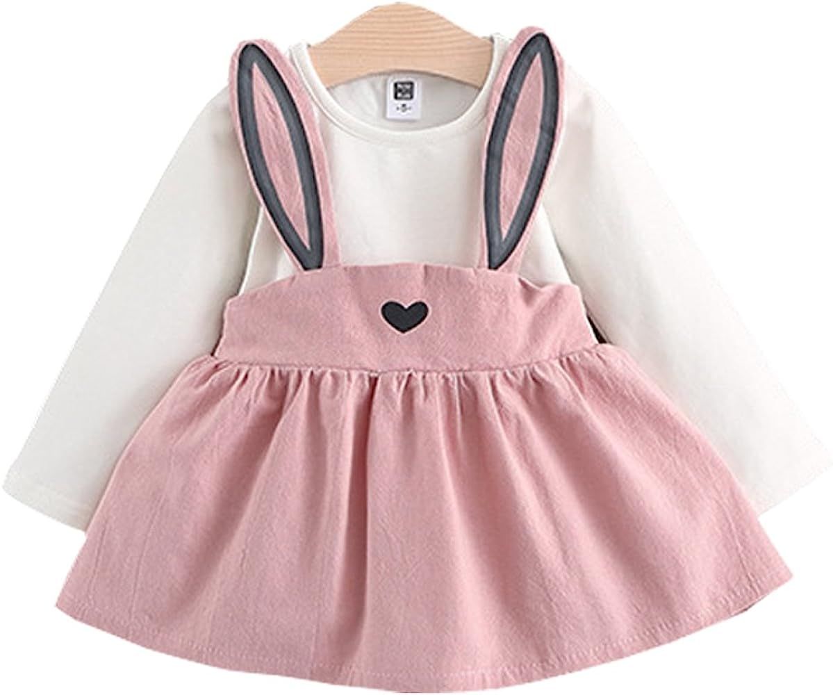 Baby Girls Rabbit Style Easter Long Sleeve Princess Flower Dress | Amazon (US)
