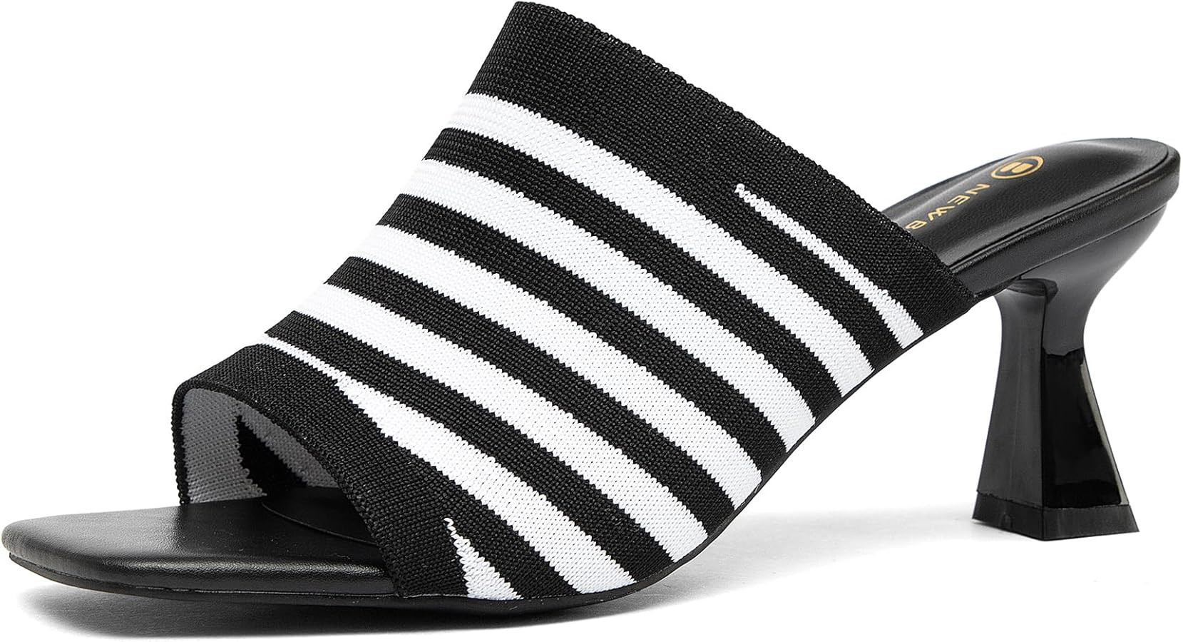 NEWBELLA Women's Square Toe Heeled Sandals Chunky Kitten Heel Slip On Comfortable Sandals | Amazon (US)