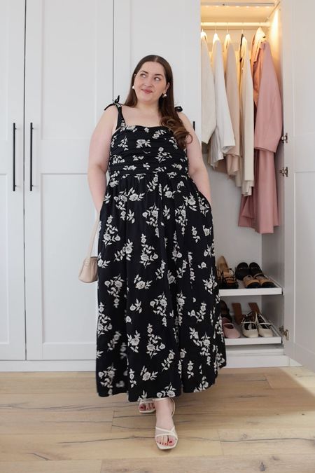 Plus size black & white floral embroidered maxi wedding guest dress 

Sizing: wearing XL regular in dress (back of bust area is smocked & has stretch) / 2X in shaper short / 3X in robe 

#LTKplussize #LTKparties #LTKwedding