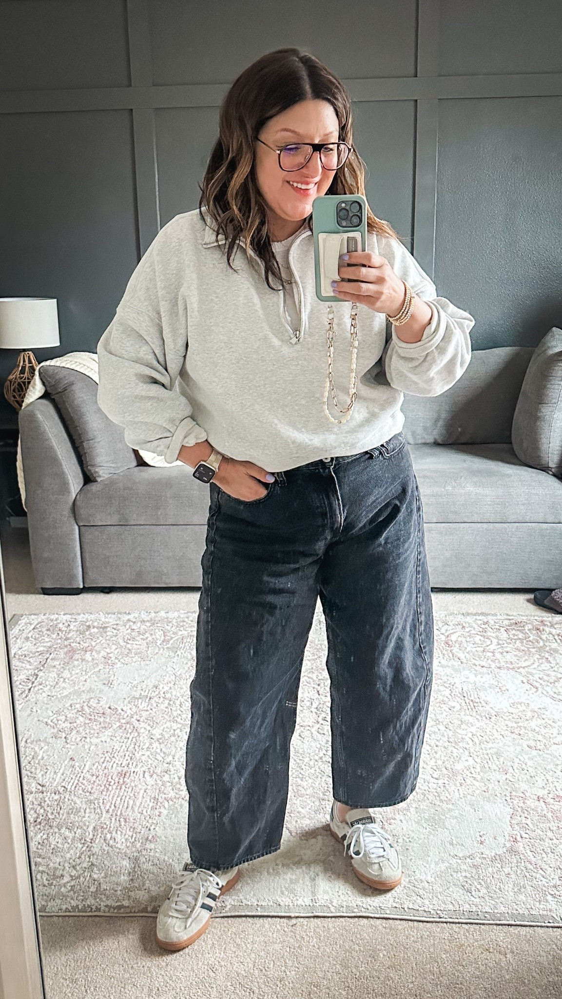 Abercrombie sweatshirt (XL), Abercrombie barrel leg jeans (32), adidas Spezials 

#LTKSaleAlert #LTKMidsize #LTKOver40