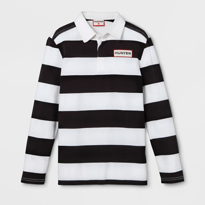 EUC Mens Target Hunter Black & White Striped Rugby Top, SMALL | eBay US