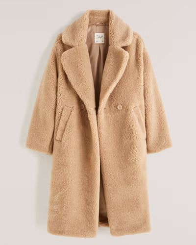 Women's Oversized Long-Length Sherpa Teddy Coat | Women's Coats & Jackets | Abercrombie.com | Abercrombie & Fitch (US)