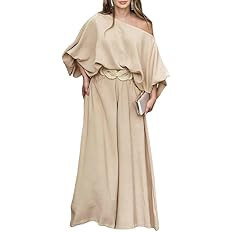 CHICME Women 2 Piece Summer Outfit Off Shoulder Flowy Wide Leg Pants Set | Amazon (US)