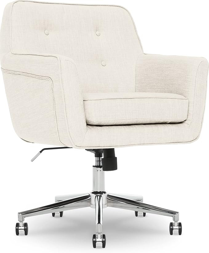 Serta Ivory Office Desk Chair | Mid Century Modern | Chrome Metal Base, Memory Foam Cushion | But... | Amazon (US)