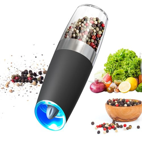 CIRCLE JOY Gravity Electric Pepper Grinder Salt Grinder Pepper Griner Mill Electric with LED Light, Battery Operated, Adjustable Coarseness, Washable 135ml Container, 1 Pcs | Amazon (US)