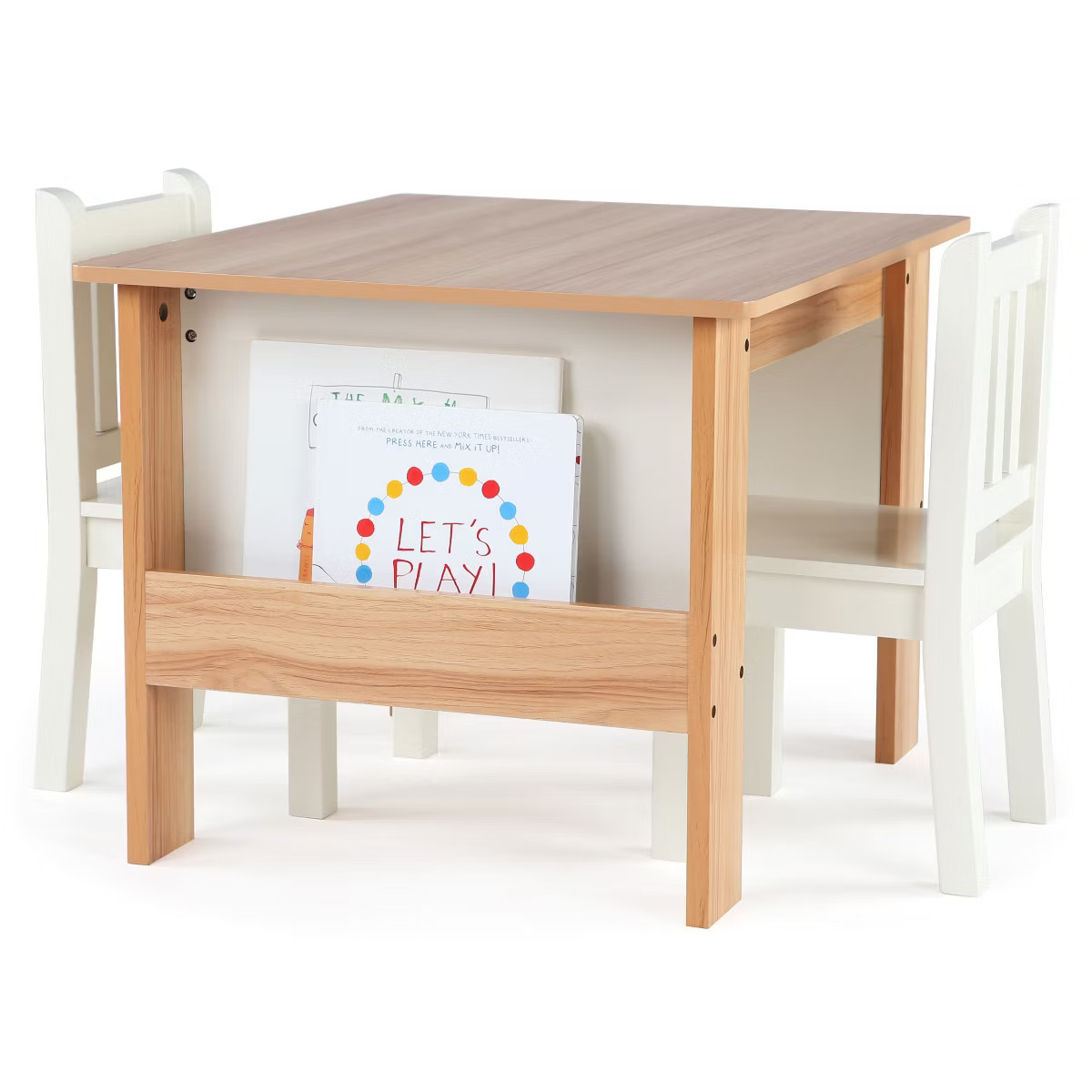 Humble Crew 3pc Journey Collection Kids' Table and Book Rack with Chairs Natural/White | Target