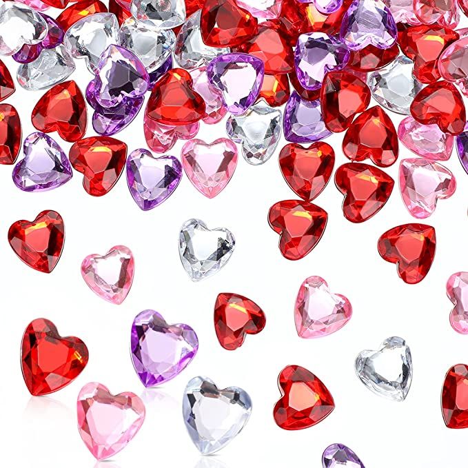 1000 Pieces Flat Back Heart Rhinestones Valentines Craft Supplies Acrylic Heart Crystal Gems Rhin... | Amazon (US)