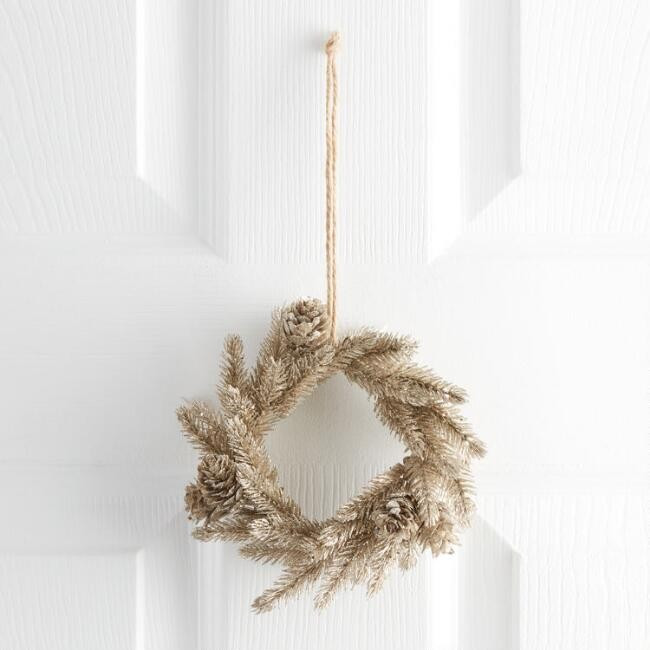 Mini Pinecone and Faux Pine Glittered Wreath | World Market