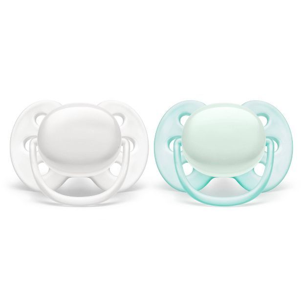 Philips Avent 2pk Ultra Soft Pacifier 0-6 Months - Arctic White/Green | Target